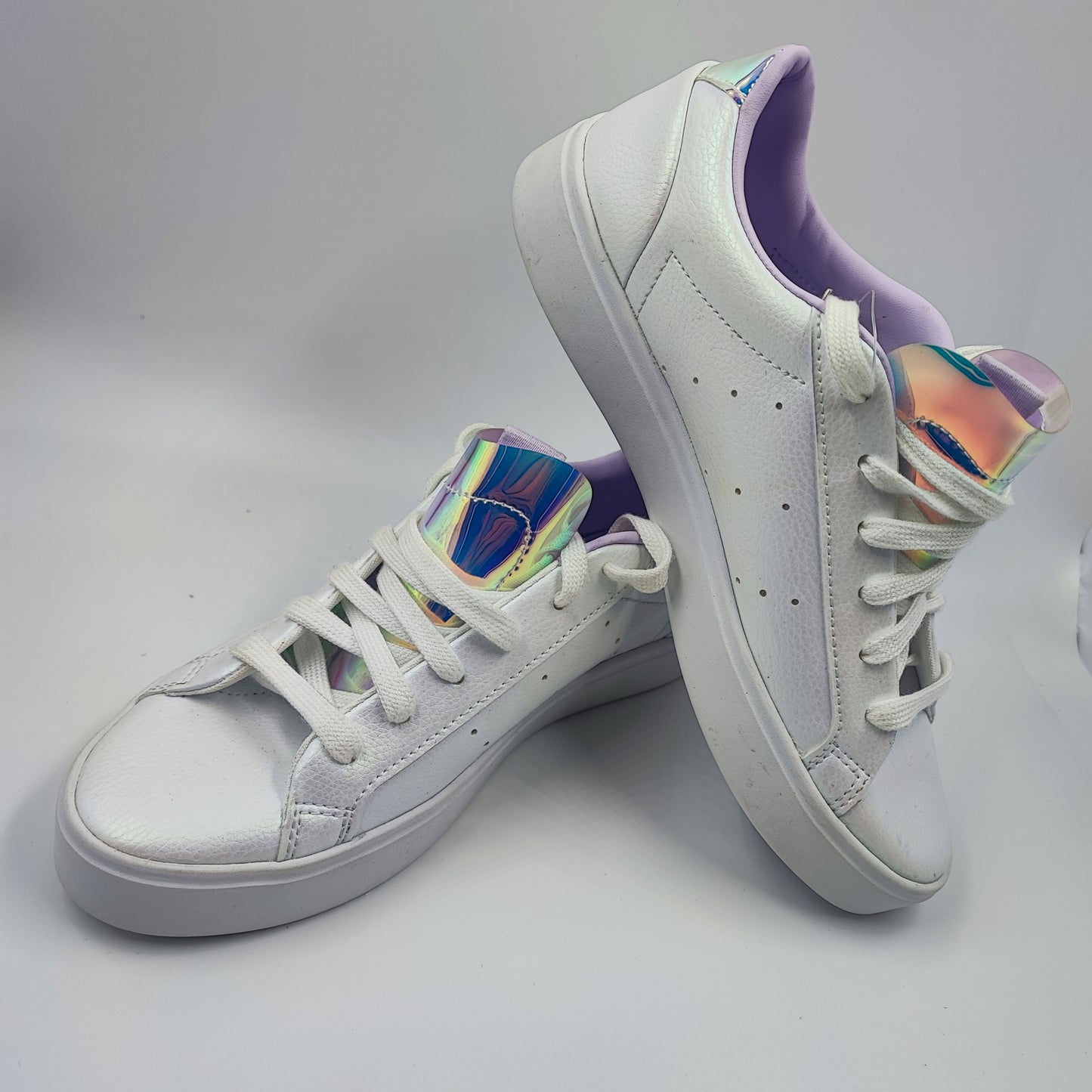 Adidas Sleek Piel Casual Blanco Aperlado / Holografico No 22.5