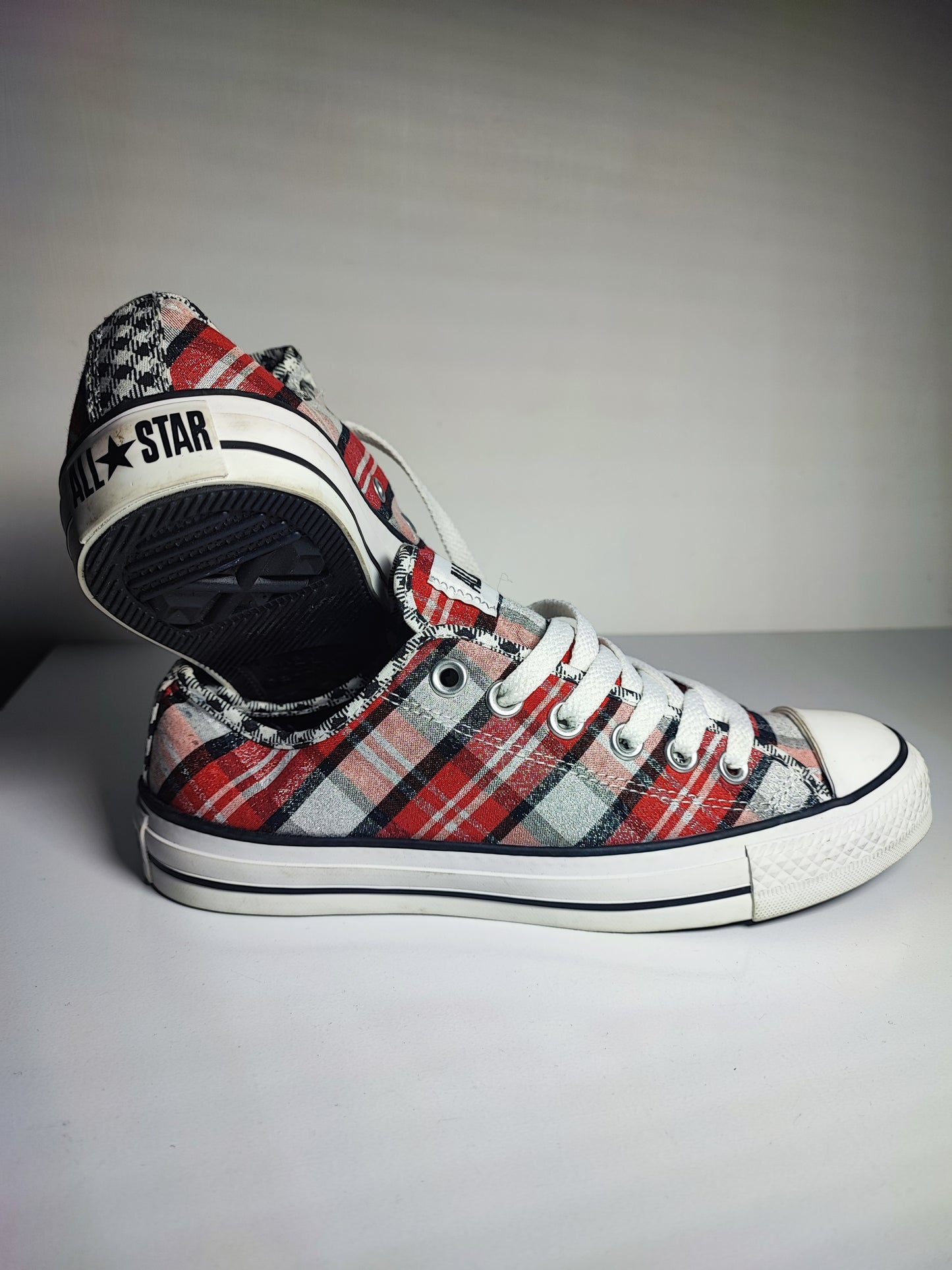Converse Choclo Cuadros Rojo / Plata No 24