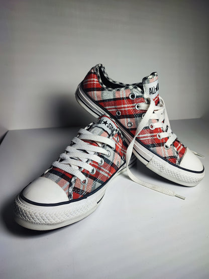 Converse Choclo Cuadros Rojo / Plata No 24