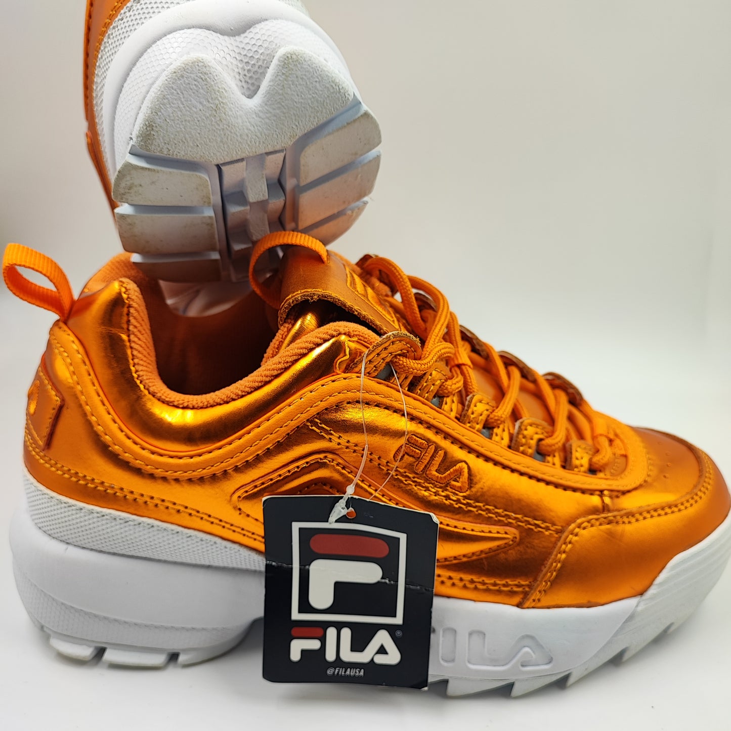 Fila Casual Plataforma Naranja Metalico No 24.5