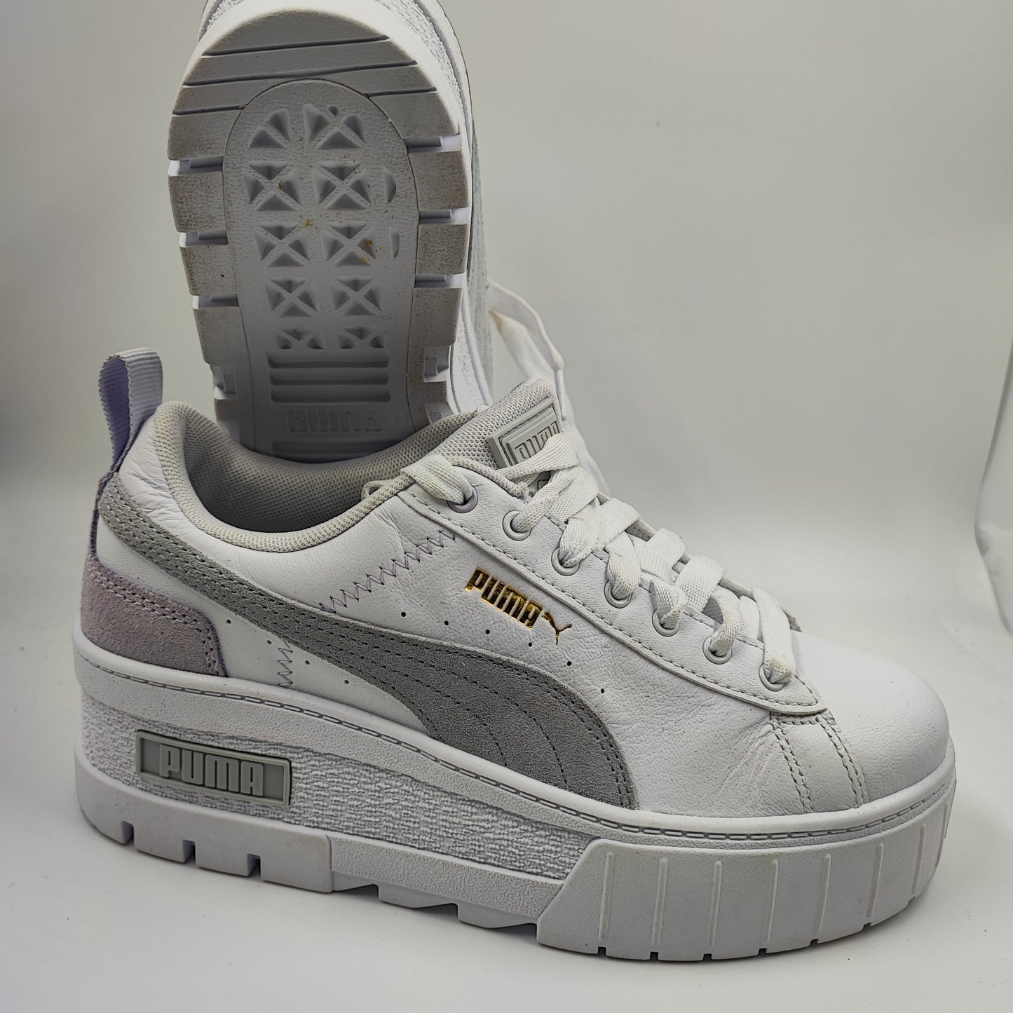 Puma Mayze Plataforma Blanco / Suede Lila No 23.5