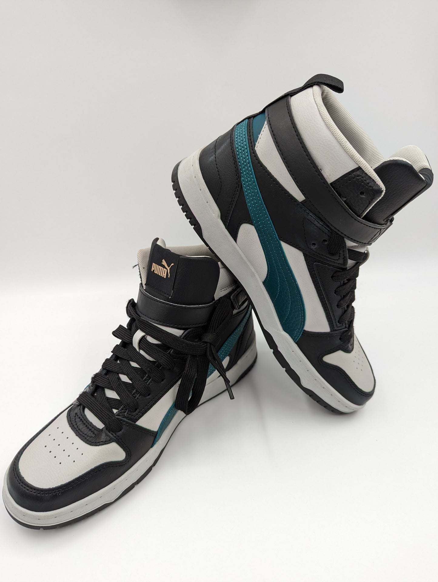 Puma Bota Alta Casual Basketball Retro Gris / Negro / Verde No 26.5