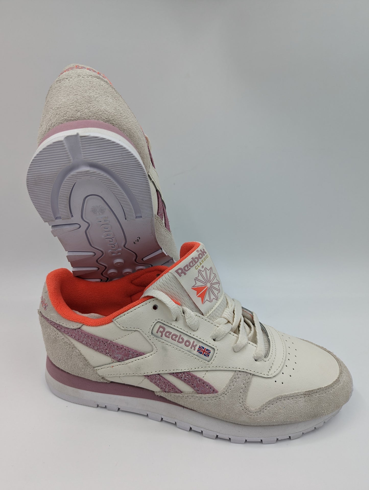 Reebok Classic Leather Running / Casual Beige Piel / Morado No 25