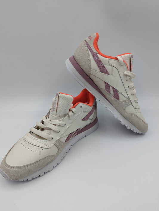 Reebok Classic Leather Running / Casual Beige Piel / Morado No 25