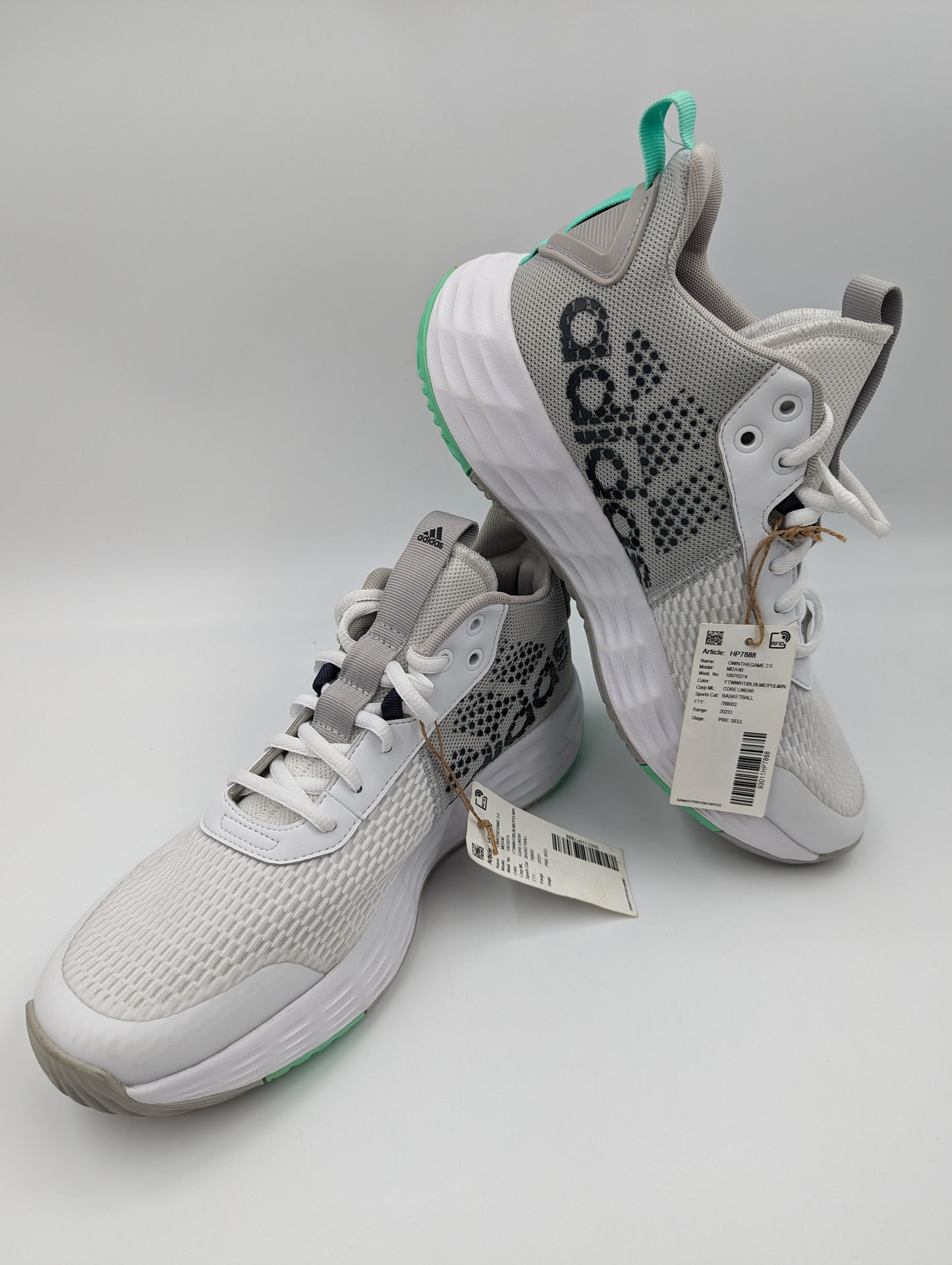 Adidas Own The Game 2.0 Basketball Med Blanco / Gris / Verde No 27