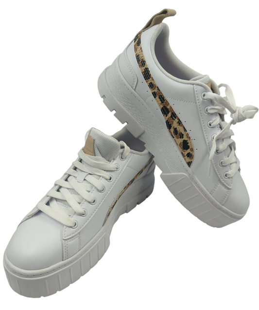 Puma Mayze Plataforma Casual Animal Print / Blanco / Rosa No 25