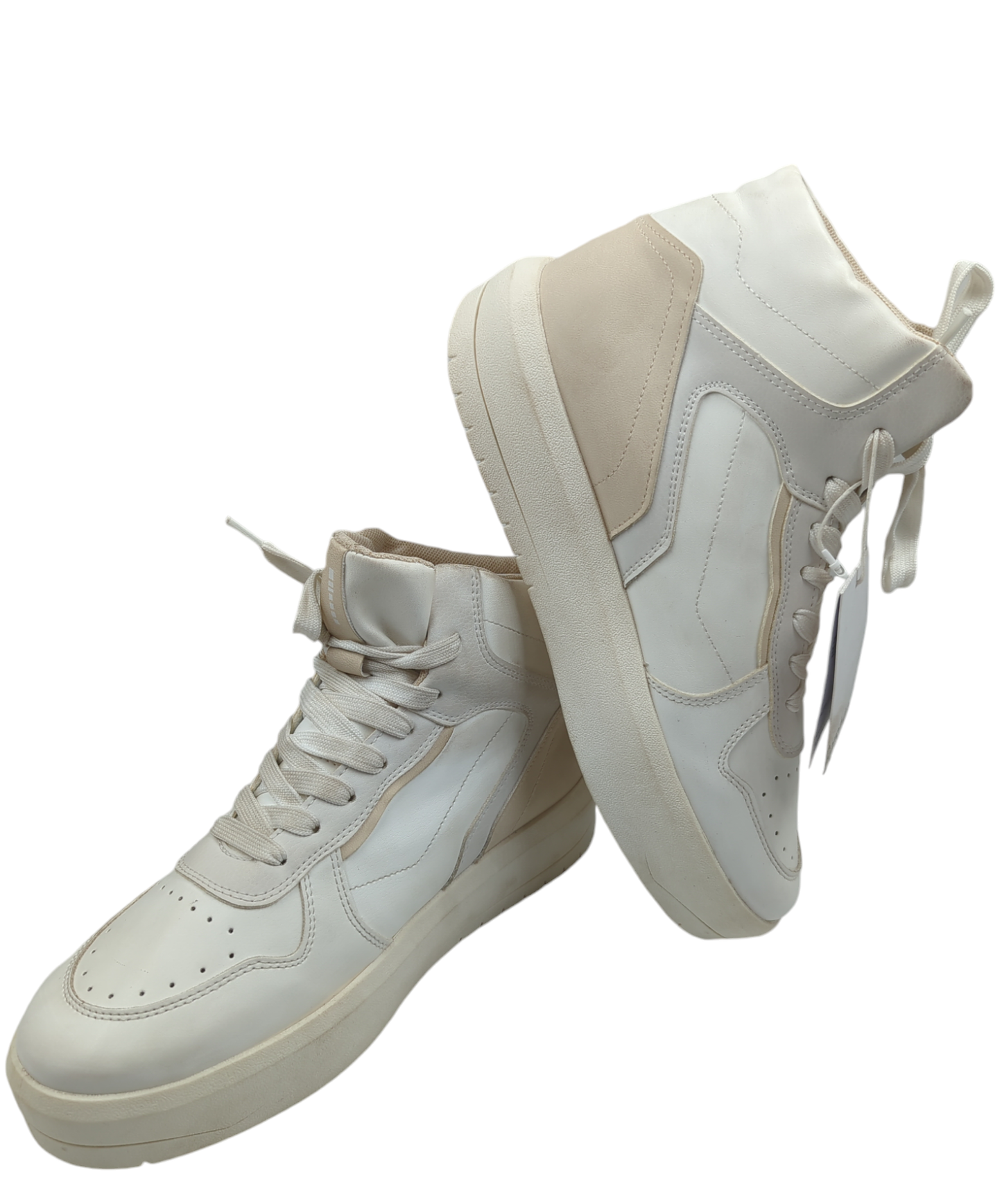 Bershka Casual Bota Alta Beige / Blanco No 25.5