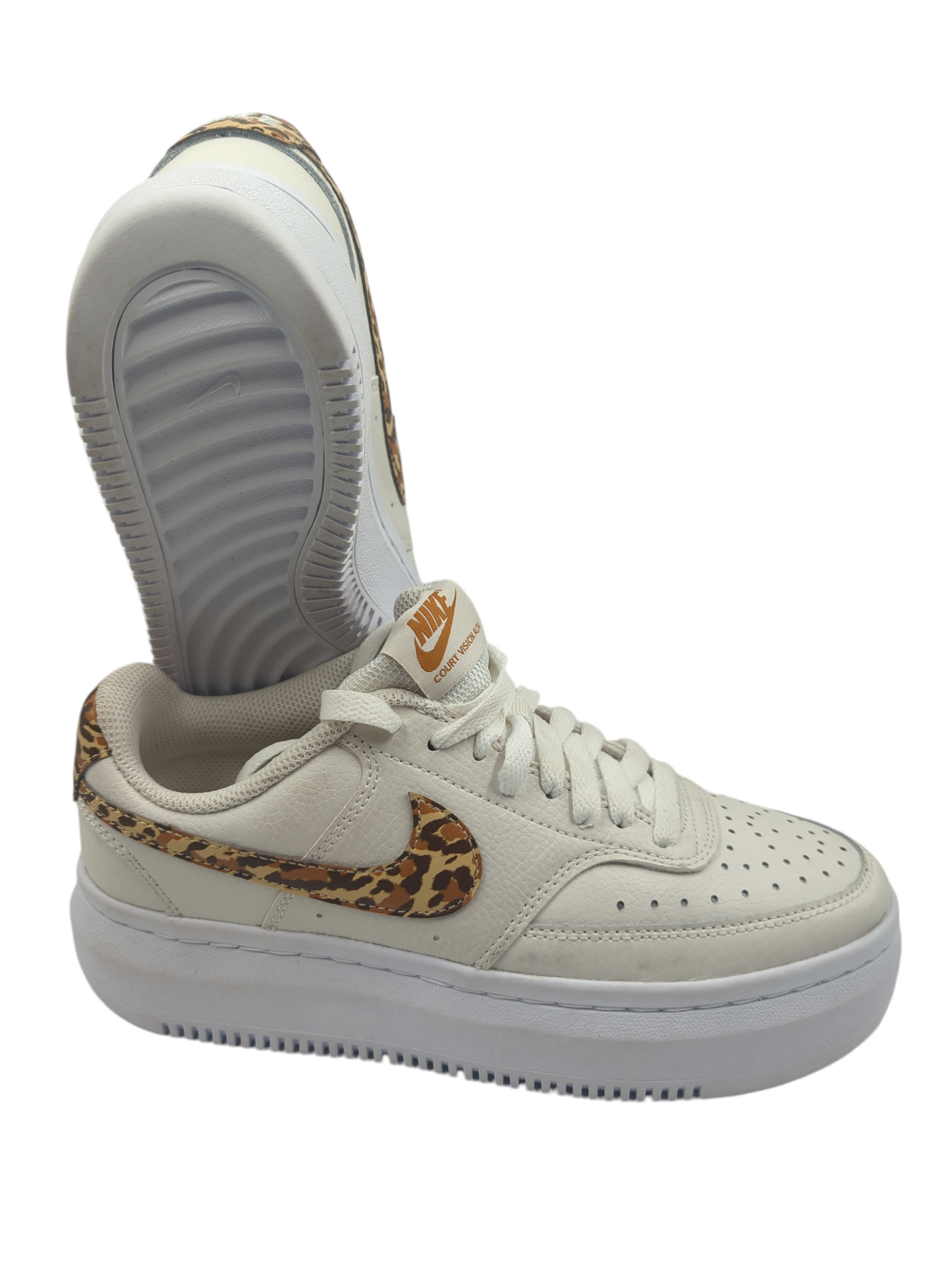 Court Vision Alta Plataforma Casual Beige Piel / Animal Print No 24