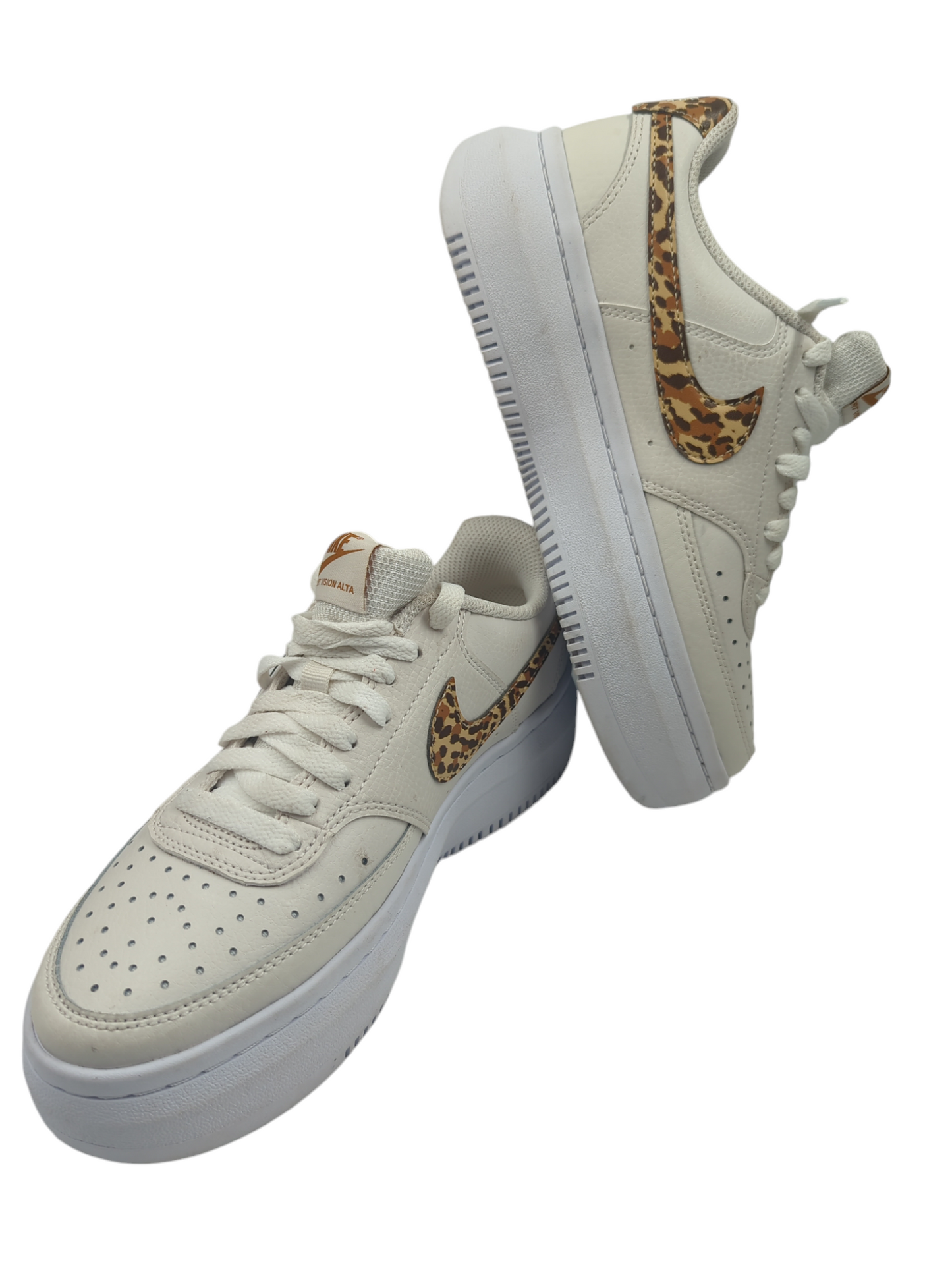 Court Vision Alta Plataforma Casual Beige Piel / Animal Print No 24