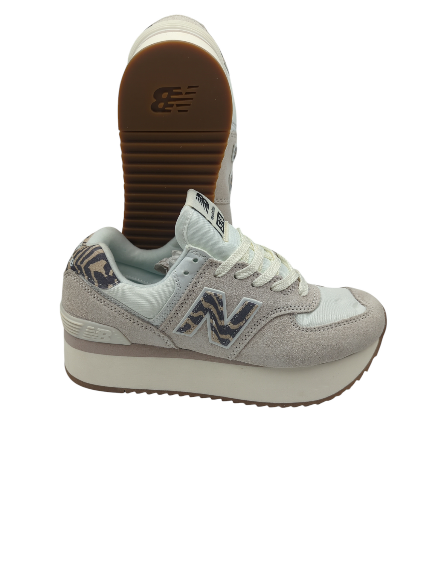 New Balance 574+ Plataforma Casual Gris / Animal Print No 24