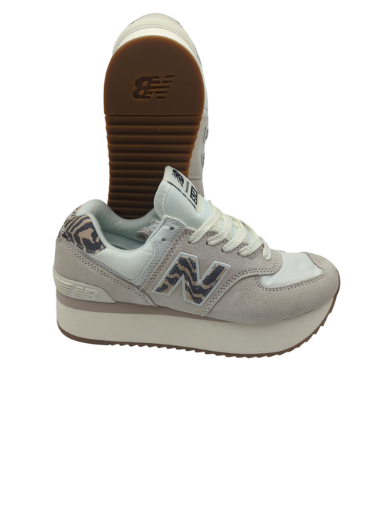 New Balance 574+ Plataforma Casual Gris / Animal Print No 24