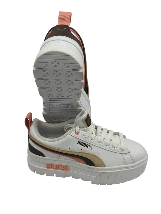 Puma Mayze Casual Plataforma Piel Blanco / Lineas Cafe No 22.5